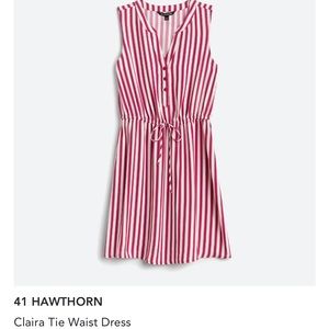 Sleeveless dress in cream and dark red, size Large